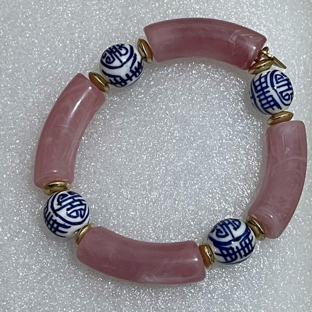 ❤️NEW ARRIVAL! Hartley Pink and Blue Beaded Stretch Bracelet
